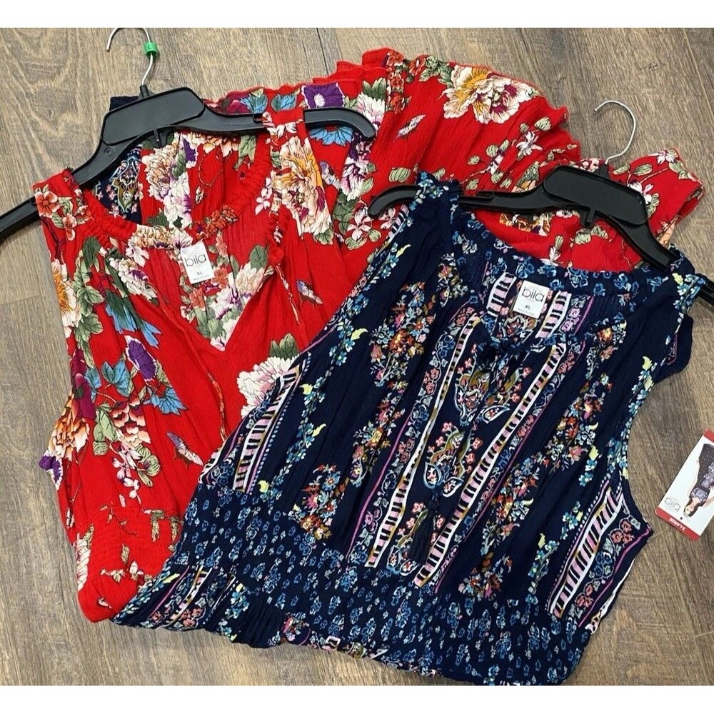 Women’s Bila India Gauze Sleeveless Crinkle Floral Rayon Dress Xl Bundle NEW